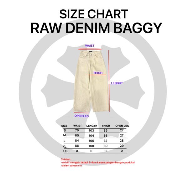 RAW DENIM BAGGY CULTURE CREAM HITAM MOODDAY PROJECT - Image 5
