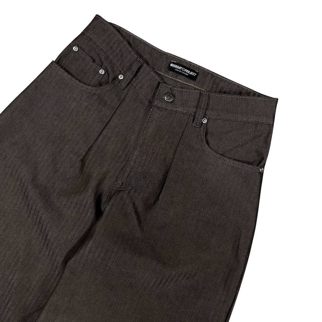 RAW DENIM BAGGY CULTURE HERINGBONE BROWN MOODDAY PROJECT - Image 3
