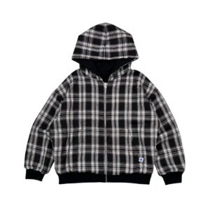 HOODIE REVERSIBLE BOXY ZIPPER JACKET LEO FLANEL HITAM MOODDAY PROJECT